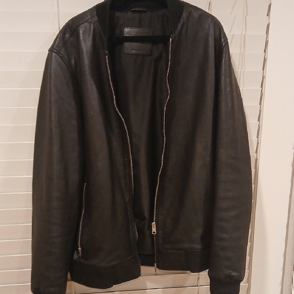 AllSaints Black Goatskin Leather Jacket Ligthly Used - Picture 2 of 3
